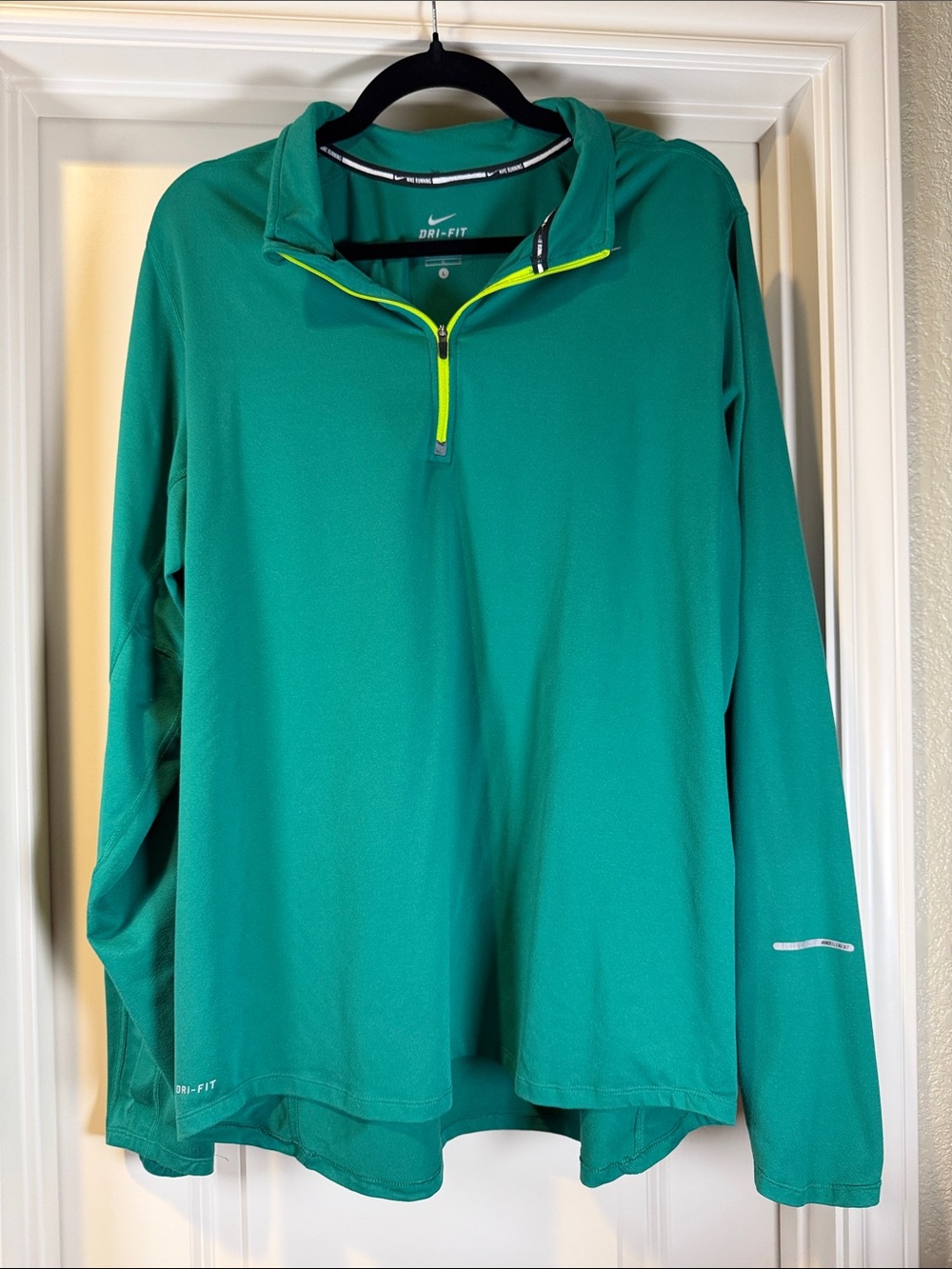 Nike Teal Quarter-Zip Pullover with Neon Yellow Zipper